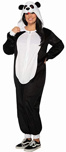 Forum Novelties One-Piece Fleece Panda Jumpsuit, As Shown, Plus