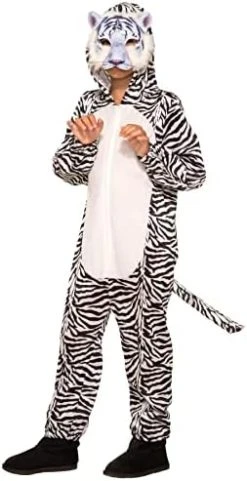 Childrens White Tiger Jumpsuit With Mask -Forum Novelties Shop 41d3RsE8HrL. AC