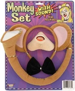 Forum Novelties Monkey Costume Set - Includes Tail, Ear Headband, Bow Tie And Nose With Sound Effects
