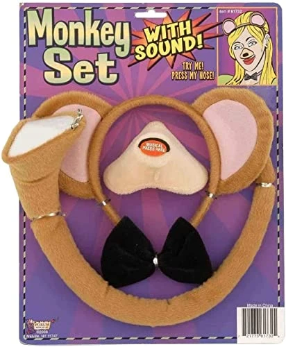 Forum Novelties Monkey Costume Set - Includes Tail, Ear Headband, Bow Tie And Nose With Sound Effects 3 Forum Novelties Monkey Costume Set - Includes Tail, Ear Headband, Bow Tie And Nose With Sound Effects