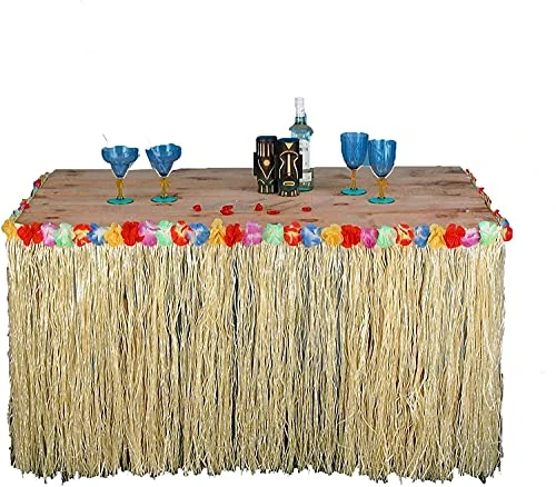 Forum Novelties Hawaiian Luau Party Fringed Table Skirt With Hibiscus Flowers 3 Forum Novelties Hawaiian Luau Party Fringed Table Skirt With Hibiscus Flowers