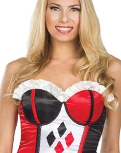 Secret Wishes DC Comics Justice League Superhero Style Adult Corset Top With Logo Harley Quinn, Red, Large -Forum Novelties Shop 51NaX4MnX3L