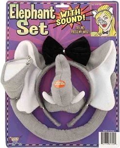 Forum Novelties Animal Costume Set Elephant Ears Nose Tail With Sound Effects