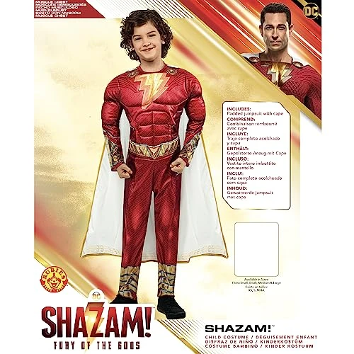 Rubie's Child's Shazam! Fury Of The Gods Padded Costume Jumpsuit And Cape, As Shown 7 Rubie's Child's Shazam! Fury Of The Gods Padded Costume Jumpsuit And Cape, As Shown - Image 5