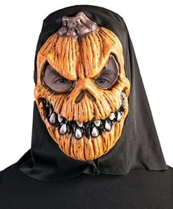 Forum Novelties Men's Standard Mask-Promo Hooded-Evil Pumpkin, Beige, Standard