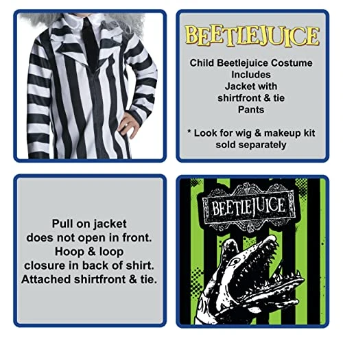 Rubie's Child's Beetlejuice Deluxe Costume (Wig Not Included), Medium 4 Rubie's Child's Beetlejuice Deluxe Costume (Wig Not Included), Medium - Image 2