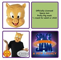 Rubie's Unisex Warner Bros. Space Jam Porky Pig Plastic Half-Mask, One Size 7 Rubie's Unisex Warner Bros. Space Jam Porky Pig Plastic Half-Mask, One Size -Forum Novelties Shop 51qQEM6BqoS